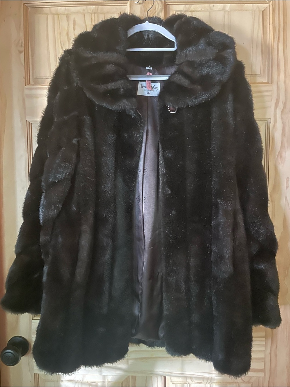Brown Faux Fur Coat - Women's Plush Hooded Jacket will fit S M L